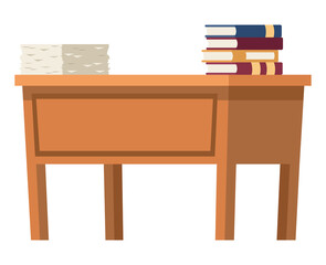 teacher desk with books