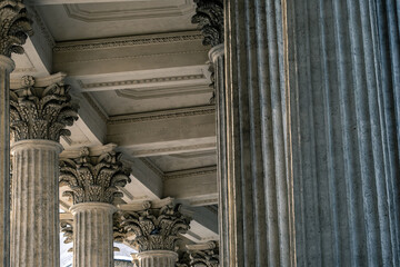 Old column with balusters close up