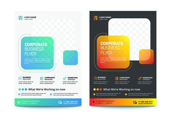 Corporate business flyer template with blue and orange geometric shapes.two colors scheme, vector template in A4 size – Vector