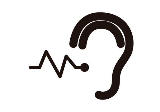 Icono negro de audici&oacute;n y salud auditiva. 