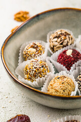 Healthy energy balls made of dried fruits and nuts. Healthy food
