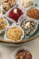 Healthy energy balls made of dried fruits and nuts. Healthy food