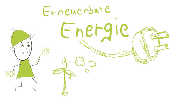 Erneuerbare Energie Grün Skizze Grafik Strom Zeichnung Hintergrund
