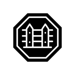 Country borders black glyph icon. Homeland security and defence. State barrier and fence. Crimes prevention. Border enforcement. Silhouette symbol on white space. Vector isolated illustration