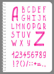 Hand Drawn Felt-tip Pen Blue Uppercase Font. Vector Illustration.