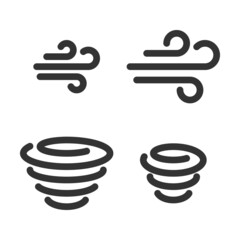 Monochromatic pixel-perfect linear icons of wind flow and cyclone built on two base grids of 32 x 32 and 24 x 24 pixels for easy scaling. The base initial line weight is 2 pixels.   Editable strokes