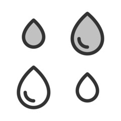 Pixel-perfect linear icon of water drop  built on two base grids of 32 x 32 and 24 x 24 pixels. The base initial line weight is 2 pixels. In two-color and one-color versions.  Editable strokes
