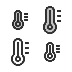 Pixel-perfect linear icon of thermometer with maximum temperature  built on two base grids of 32 x 32 and 24 x 24 pixels for easy scaling. The initial line weight is 2 pixels.  Editable strokes