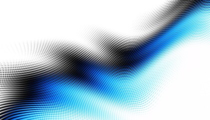 Abstract digital fractal pattern. Horizontal orientation. Expressive curved blue lines on white background.