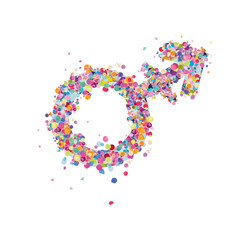 transgender icon - sex gender symbol illustration with confetti