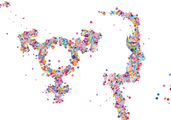 transgender icon - sex gender symbol illustration with confetti