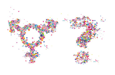 transgender icon - sex gender symbol illustration with confetti