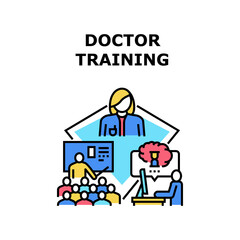 Doctor trainig medical education. student lecture. medicine seminar. healtcare hospital conference vector concept color illustration