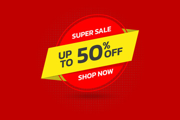 Super sale Banner Discount 50% vector illustration