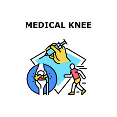 Medical knee joint anatomy. bone pain. human orthopedic leg. cartilage vector concept color illustration
