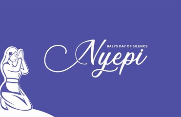 Bali Silence Day Lettering Nyepi Minimalist Vector Design