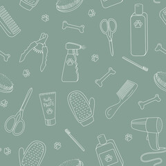 pet care products seamless vector pattern