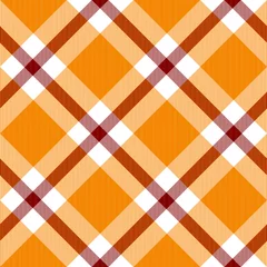 Cercles muraux Orange Tartan à carreaux. Motif écossais en cage rouge, blanche. Cage écossaise. Fond à carreaux écossais traditionnel. Modèle d& 39 ornement de conception. Illustrations vectorielles de motif ethnique de texture de tissu sans couture