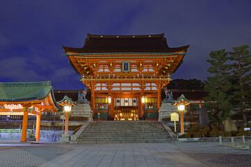 Romon gate at Fushimi Inari-Taisha Shrine in Kyoto city