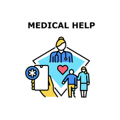 Medical help doctor health. medical clinic. medicine nurse care. people service treatment vector concept color illustration