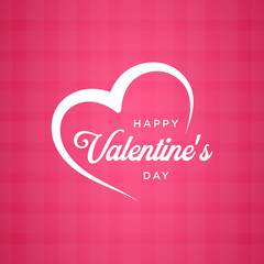 Valentine's day lettering and heart line vector design on pink background