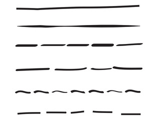 Black lines hand drawn vector set isolated on white background. Collection of doodle lines, hand drawn template. Black marker and grunge brush stroke lines, vector illustration