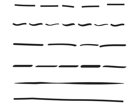 Black lines hand drawn vector set isolated on white background. Collection of doodle lines, hand drawn template. Black marker and grunge brush stroke lines, vector illustration