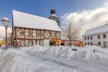 Bilder aus dem winterlichen Harzgerode im Harz Selketal