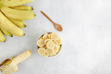 fresh banana slices in a bowl