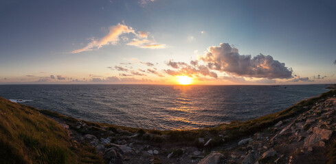 Sunset over the sea panoramic