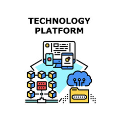 Fototapeta na wymiar Technology platform business. digital internet. web software. data app computer design vector concept color illustration