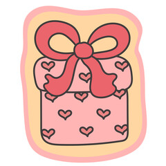 sketch gift box valentine. hand drawn present. doodle