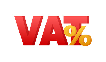 Flat style illustration with green vat percent. Vector illustration. Vector logo. Arrow icon.