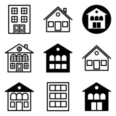 House Flat Icon Set Isolated On White Background