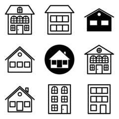 House Flat Icon Set Isolated On White Background