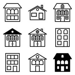 House Flat Icon Set Isolated On White Background