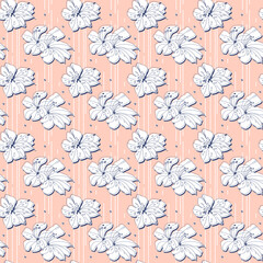 Seamless vector pattern with hand drawn blossom lilies on pink background. Flower vector background.
Print for wrapping paper, wallpaper, textile.