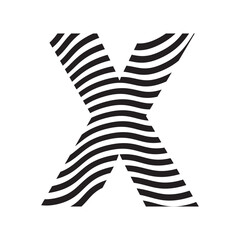 Simple Alphabet X with waves pattern icon.
