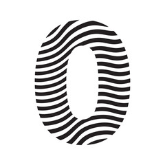 Simple Number 0 with waves pattern icon.