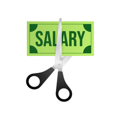 Salary cut green image. Business concept. Business icon. Flat design