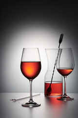 Glass of wine, wine drink, cocktail.