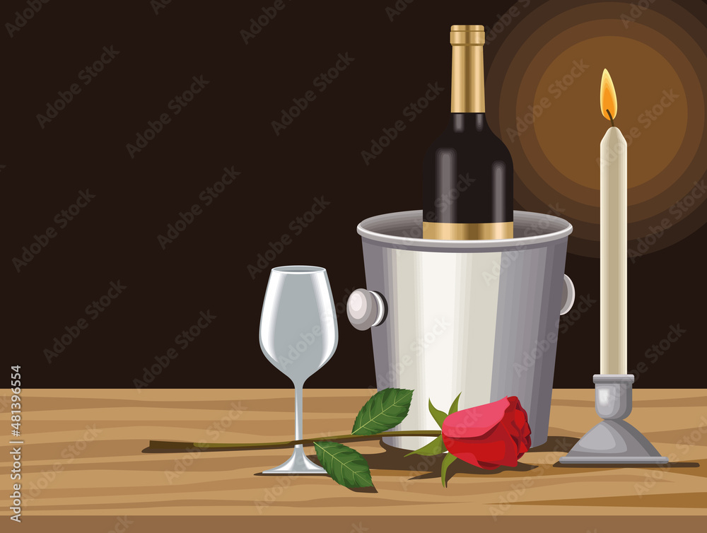 Wall mural wine cup and candle