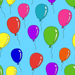 Doodle balloon seamless pattern.  Background in childlike style.