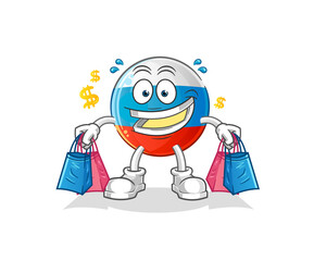 russia flag shoping mascot. cartoon vector