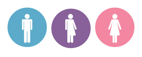 colorful set of restroom icons including gender neutral icon pictogram