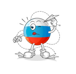 Fototapeta premium russia flag with paper plane character. cartoon mascot vector