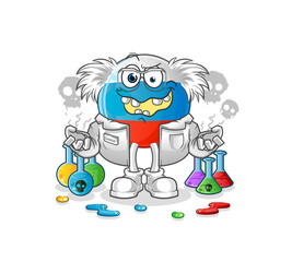 russia flag mad scientist illustration. character vector