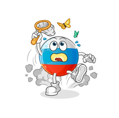 russia flag catch butterfly illustration. character vector