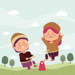 little lovers couple playing