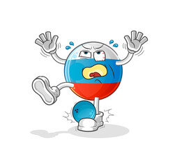 russia flag hiten by bowling cartoon. cartoon mascot vector